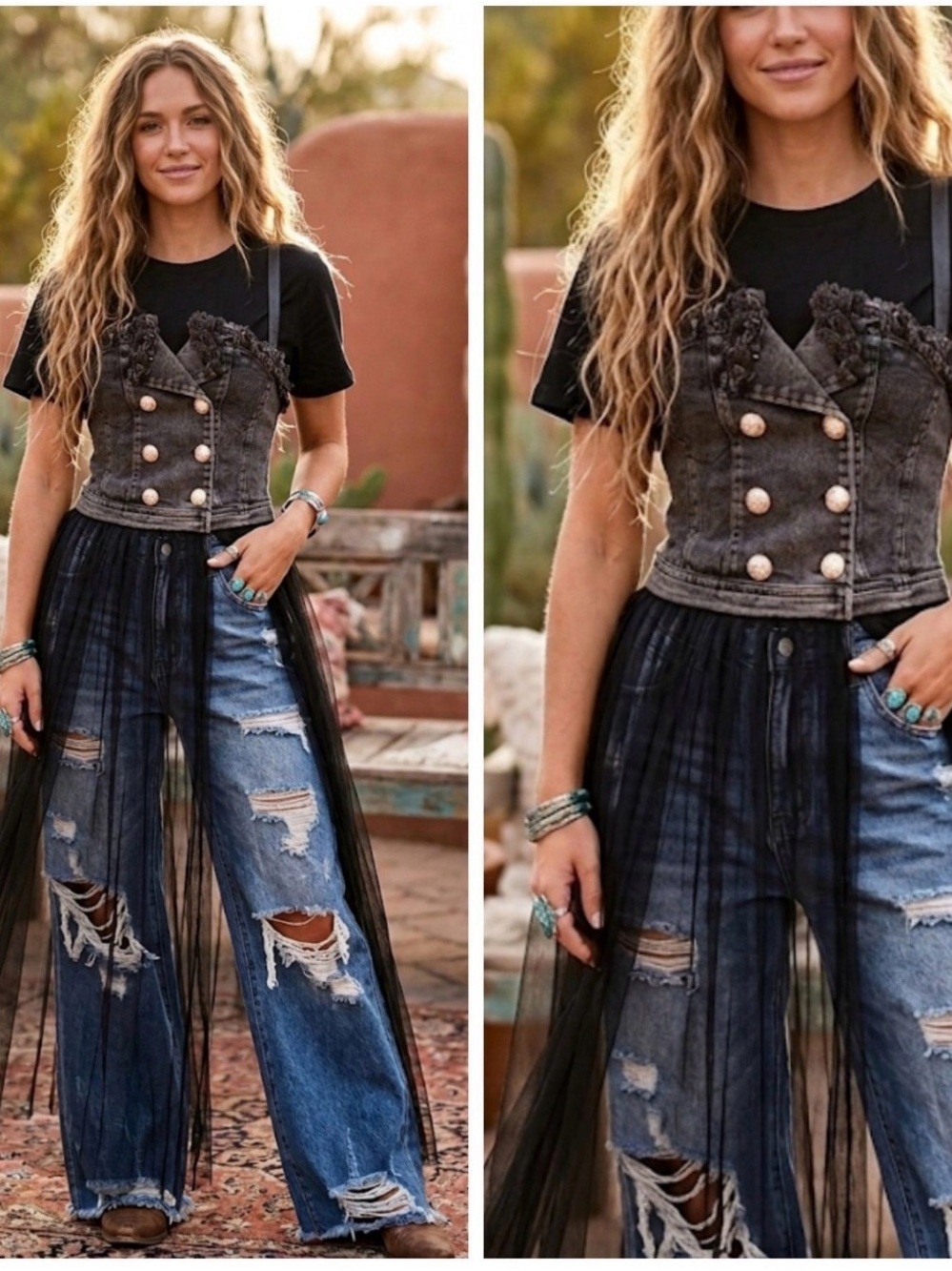 🖤 NWT | Pastel | Denim Corset Tulle Overlay Top | Goth Grunge |  S